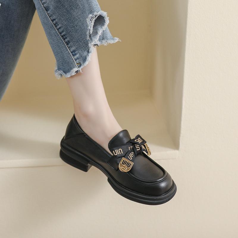 Fashion Frontier Platform Loafers Spring Versatile Bow Single Shoes One Pedal British Style Small Leather Shoes