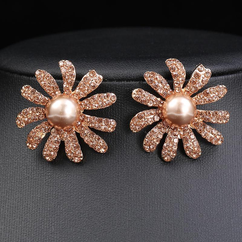 3pcs Draweye Flowers Zircon Sets Zircons Evening Partyy Wedding Bridual Earrings for Women Vintage Fashion Elegant
