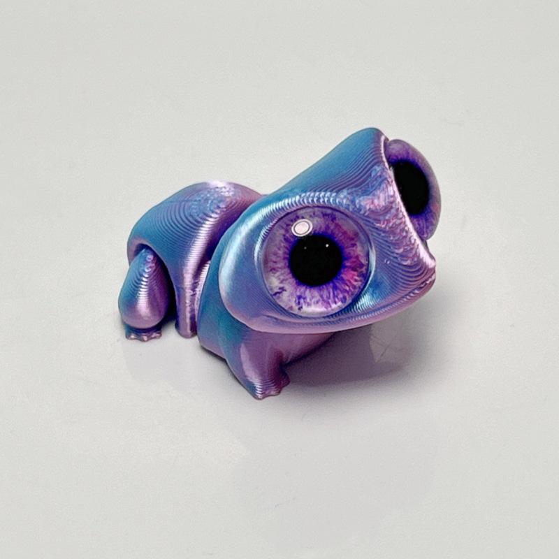 3D Printed Big-Eyed Gecko Frog Ornament – Cute Jointed Mini Frog Toy Gift
