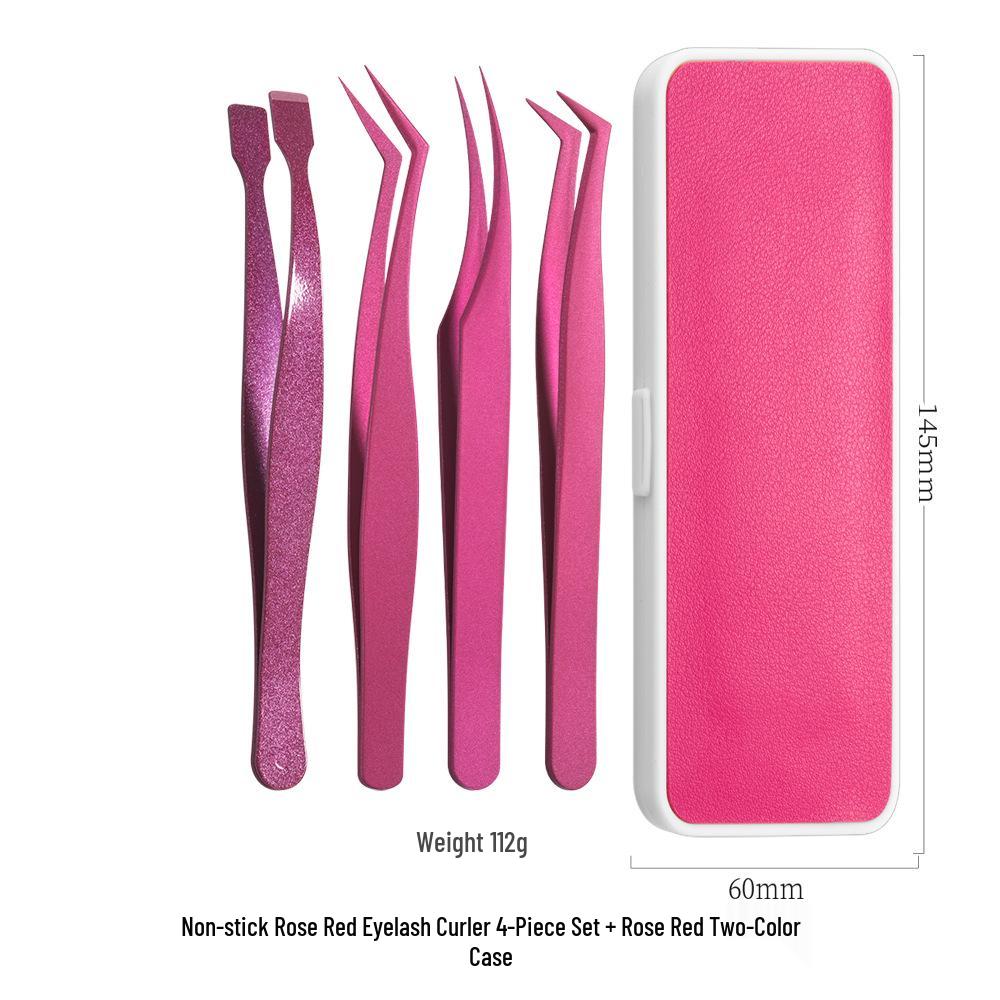 Non-stick Tweezers for False Eyelashes - Beginner & Professional Lash Artist Tool, Golden Feather Clip