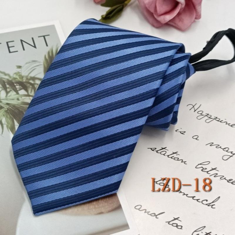 Men's Formal Business Tie with 8cm Zipper, Striped Black Tie, No Knotting Required.