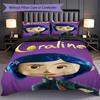 1PC Coraline Pattern Bedding Quilt Set Quilt Cover Pillowcase Home Decoration Birthday Gift (1 * Duvet Cover + 2 * Pillowcase, Without Core)
