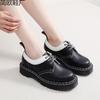 Martin Boots Platform Small Leather Shoes Women's Low-top Leather Double-line Black and White Casual Student Loose