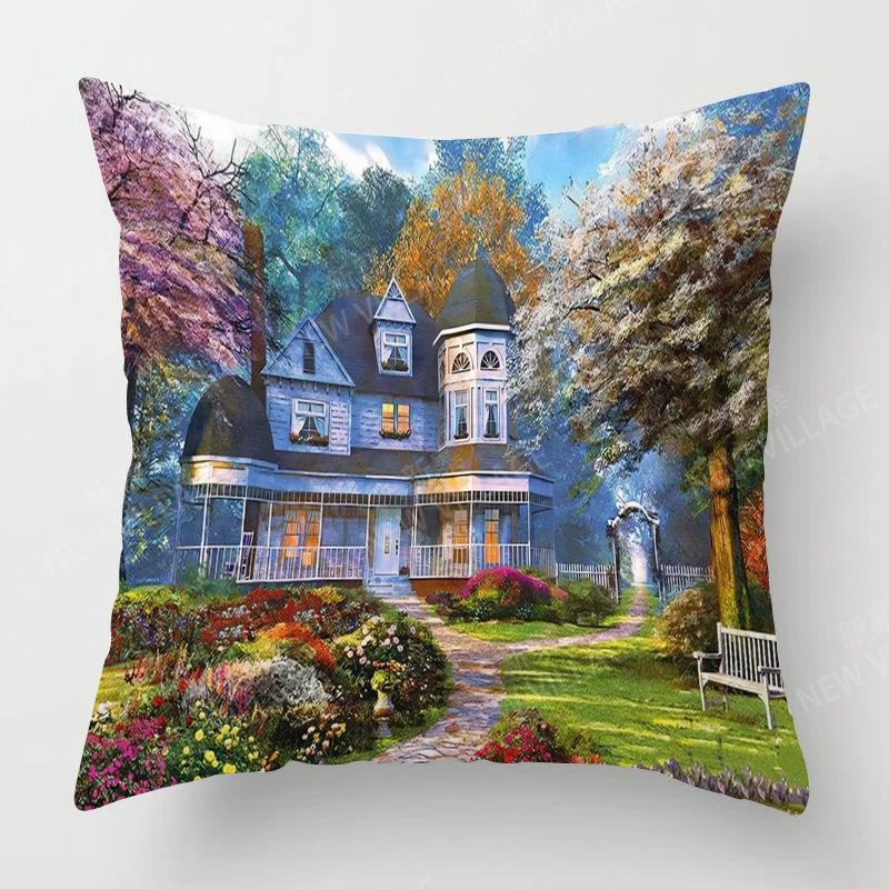 Heim Wohnzimmer Dekoration Kissenbezüge Vintage Ölmalerei Stil Wurfkissenbezug 45*45 Kissenbezug 40x40cm 50x50 45x45