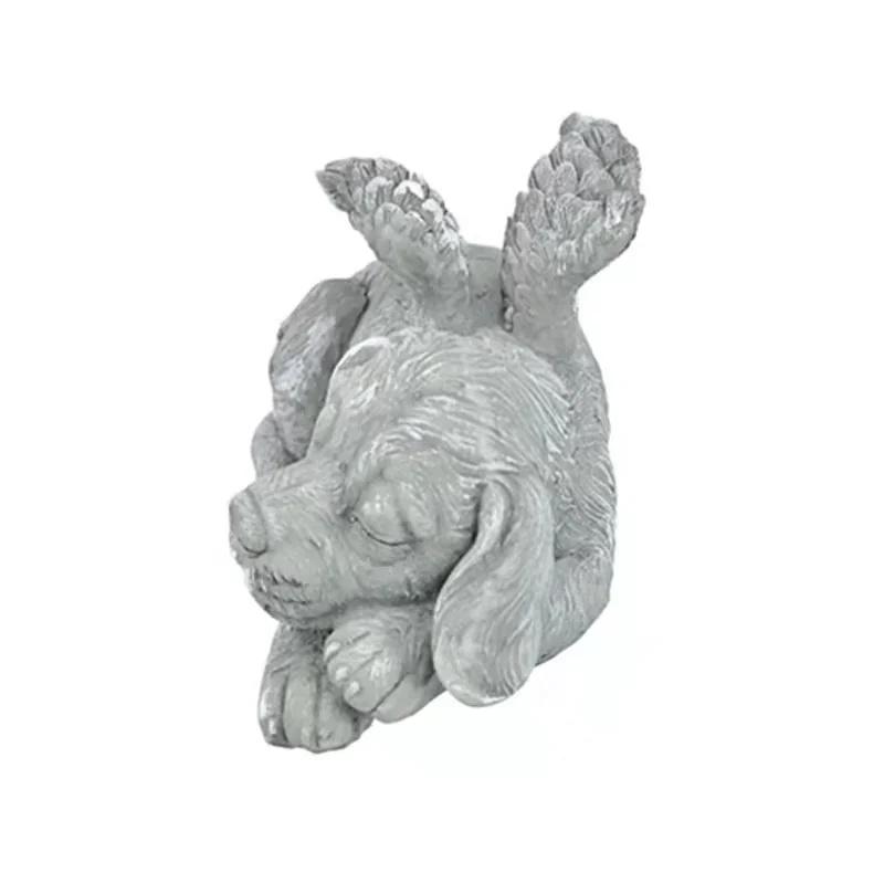 Resin Angel Dog Cat Statue Garden Decoration Puppy Tombstone Sculpture Ornament Garden Home Decor Gift
