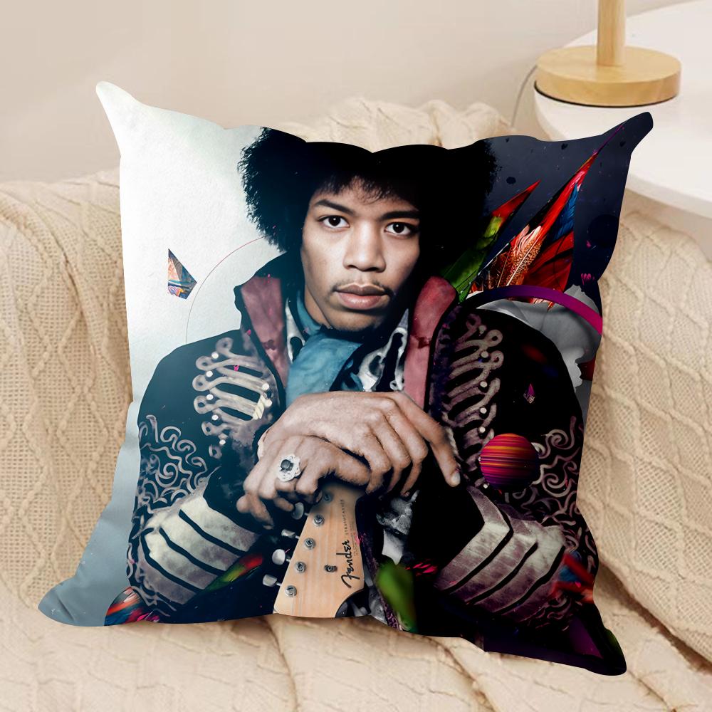 Singer JJimi HHendrix Cushion Cover Silky Short Plush Invisible Zipper Dustproof Sofa Pillow Case for Home Decor