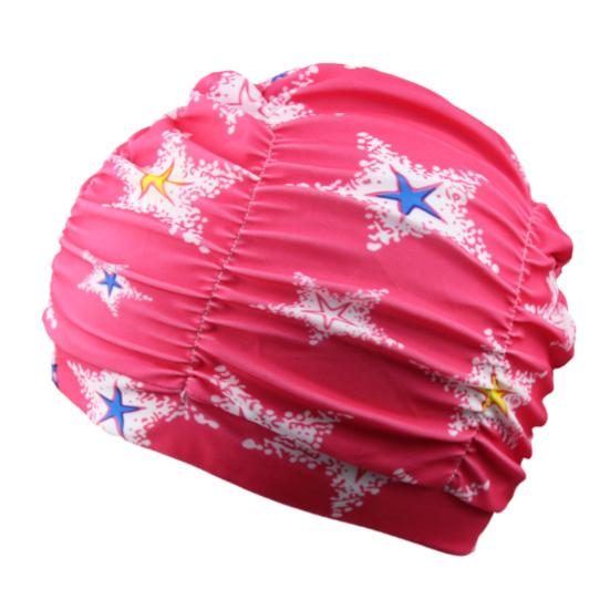 Cloth Swimming Pool Cap for Women, Breathable Colorful Ruffle Swim Cap, Elastic Ear Protection Short Long Hair Bathing Hat