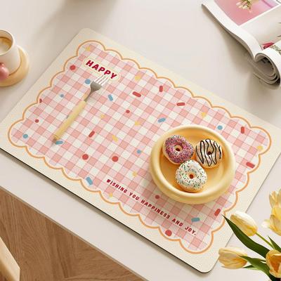 Cream Style Waterproof & Oil-Proof Table Mat - Anti-Scald, Heat Insulation for Dining Table, Coffee Machine, or Desktop. No-Wash Required.
