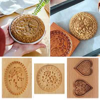 1Pc Wooden Mold Shortbread Mould Flowers Pattern Raspberry Carving Cookie Mold Stamp Mould Bakeware Tool Birthday Party Supplies