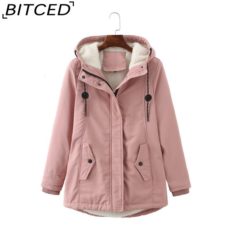 BITCED Women's Hooded Shearling-Lined Parka Coat Winter Warmth Waist-Defining Women's Cotton-Lined Jacket