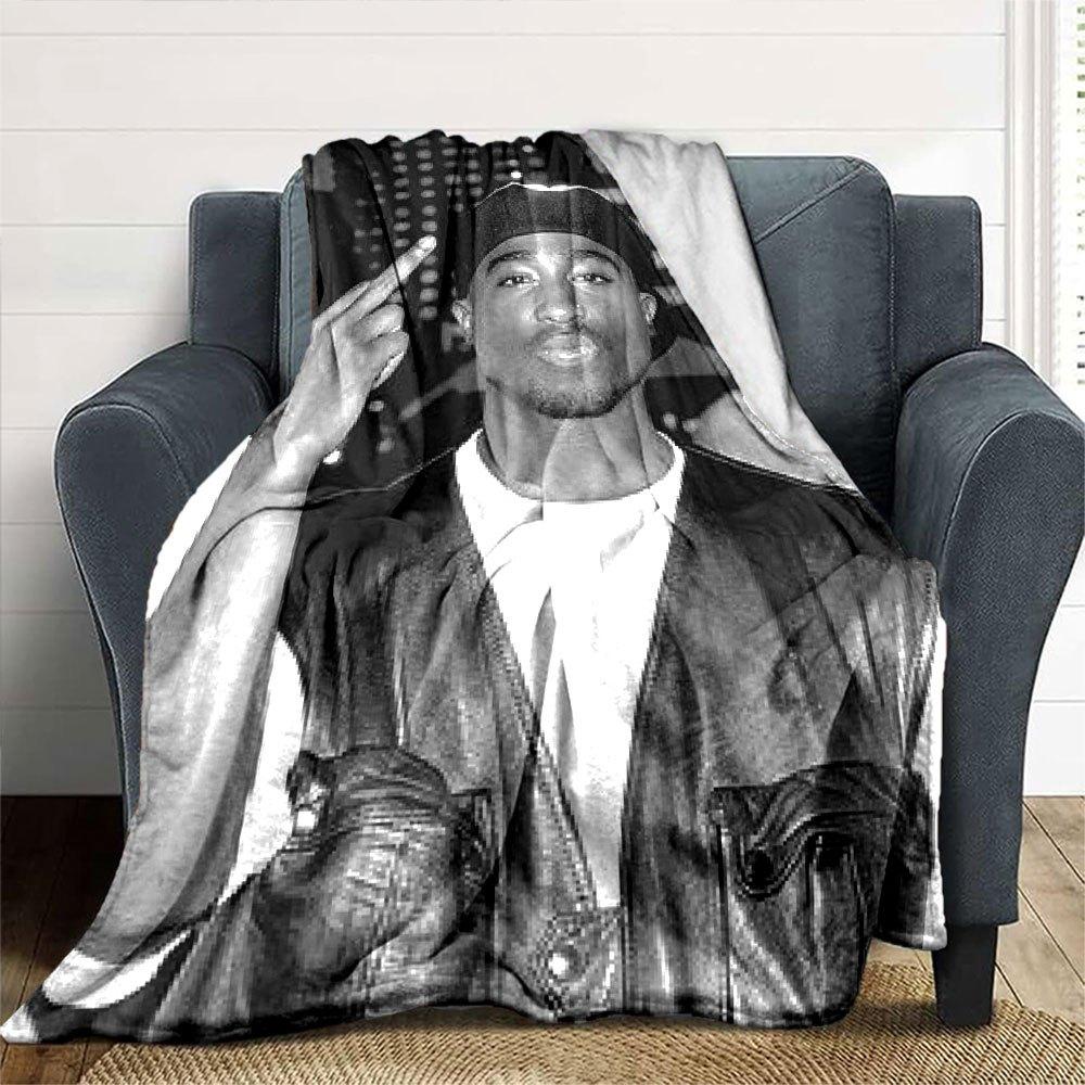 1 pezzo Coperta Hip Hop 2Pac Morbida Leggera per Tutte le Stagioni Multiuso per Divano, Letto, Ufficio e Picnic, Stile Francese con Iconica Copertina Album e Citazioni
