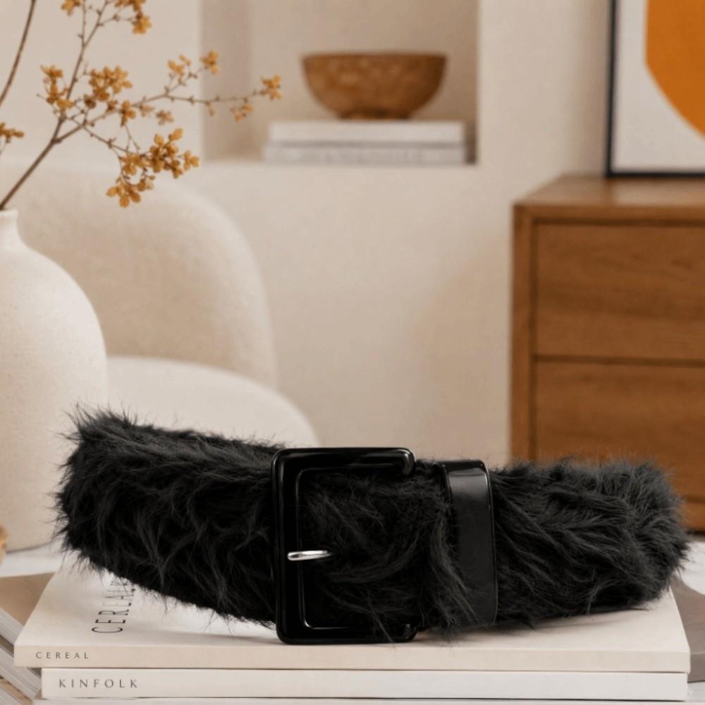 Adjustable Fluffy Waist Belt Versatile Design Vintage Waist Seal Faux Fur Waistband  Rave