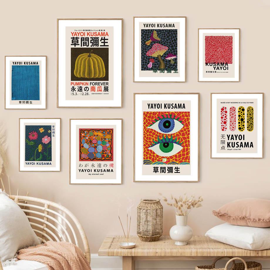 Yayoi Kusam Polka Dots Kürbisse Abstrakte Wand Kunst Leinwand Malerei Nordic Poster Und Drucke Wand Bilder Für Wohnzimmer Dekor