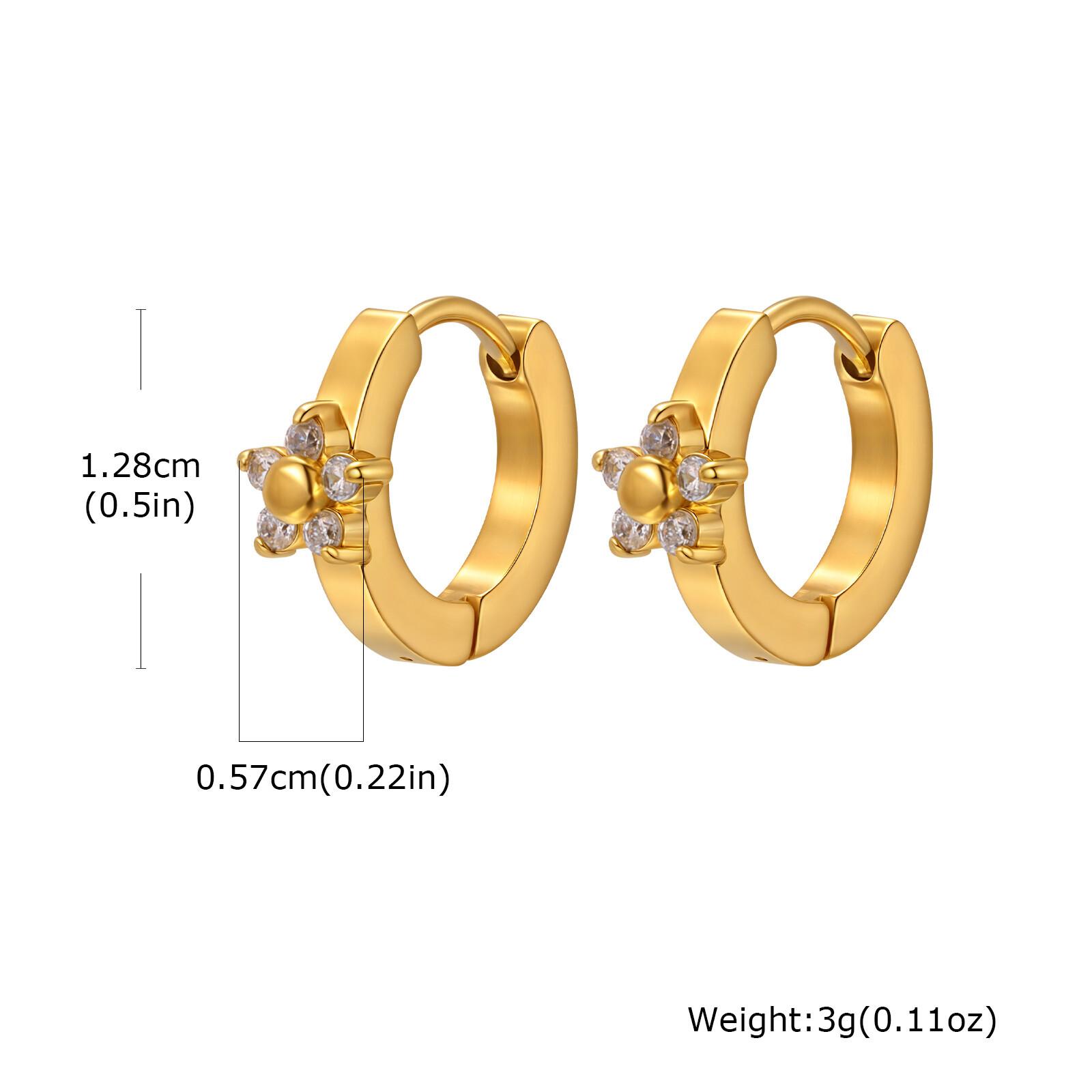 

CZ Flower Hoop Earrings Huggie for Women Teen Girls, 18k Gold Plated Stainless Steel Cute Daisy Hoop Earrings Hypoallergenic