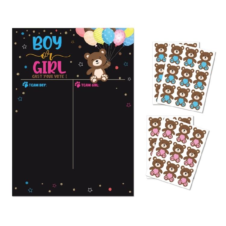 Gender Reveal Party Baby Gender Reveal Poster with 36 Boy and Girl Stickers