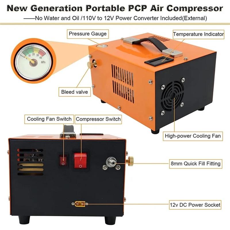 12V Electric High Pressure Air Pump 30mpa Compressed Air Pump Submersible Breathing Pump 4500psi