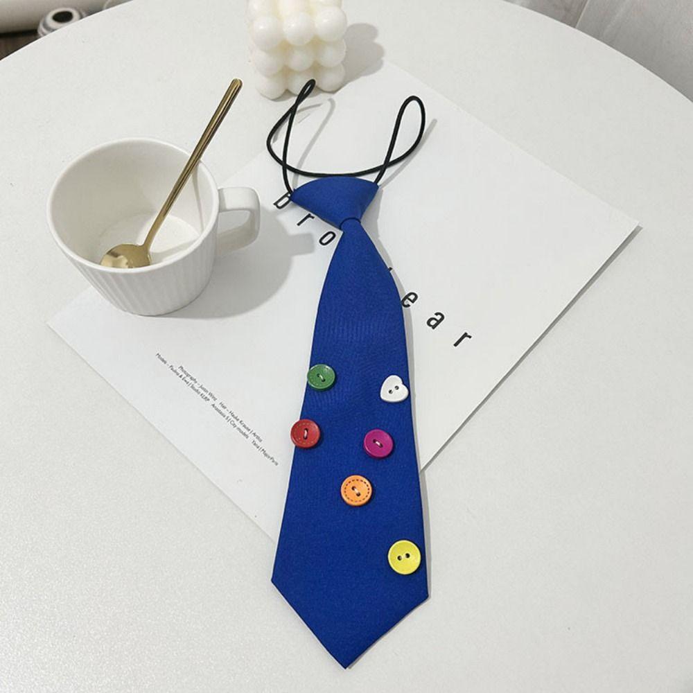 Multicolor Lazy Neckties Colorful Buttons Rubber Band Tie Creative Shirt Tie  School Uniform