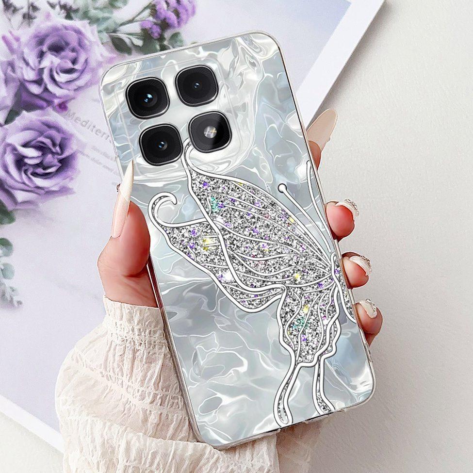 Clear For Xiaomi 14T Case Cover Luxury Cute Cat Fashion Flowers Funny Cool Painted Soft Phone Case 2406APNFAG