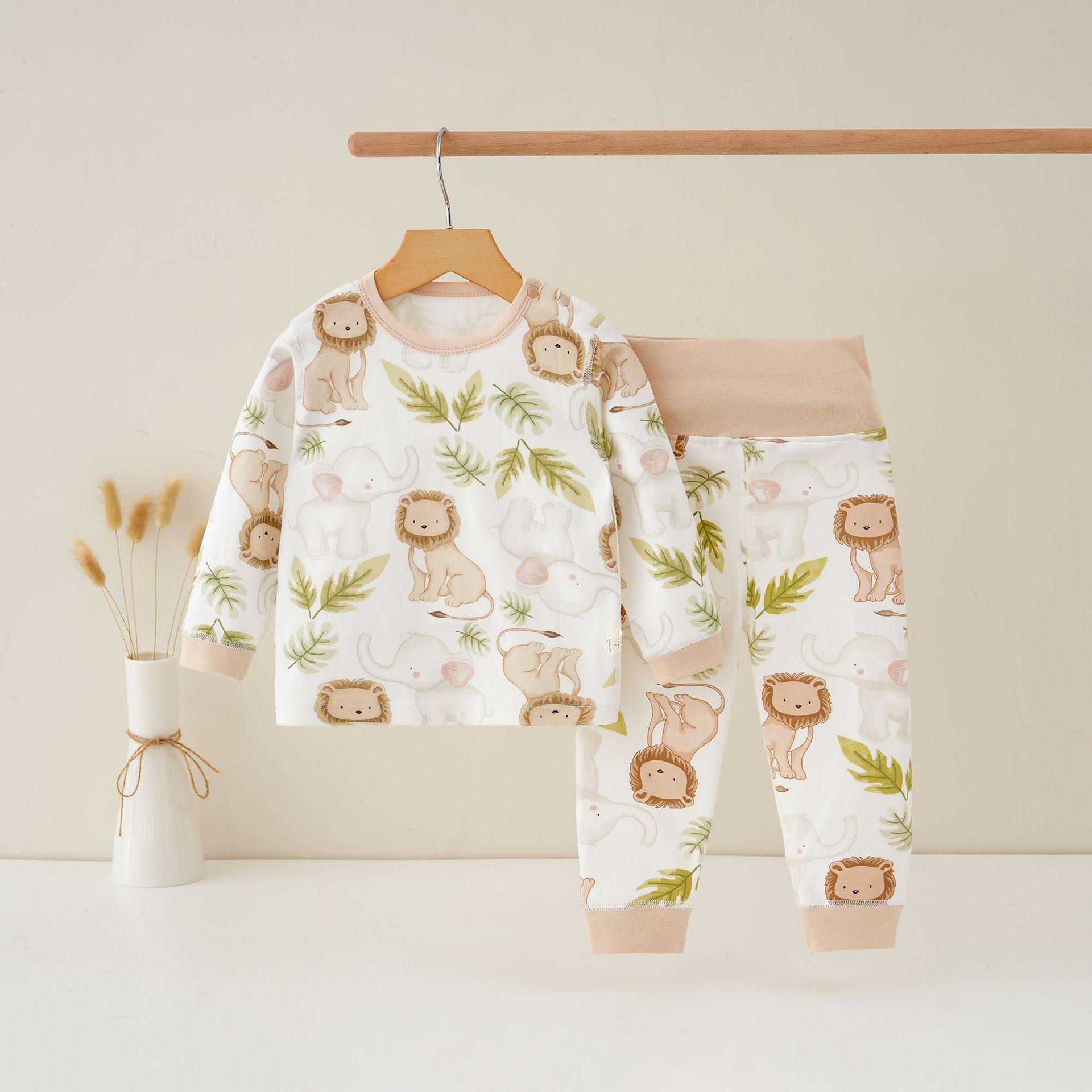 

Детский комплект термобелья из хлопка с высокой талией на осень-зиму – Защита животика 73 cm