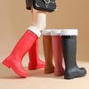 Ladies' Fashionable Casual Outdoor Velvet Warm High Tube Rain Shoes Rubber Shoes
