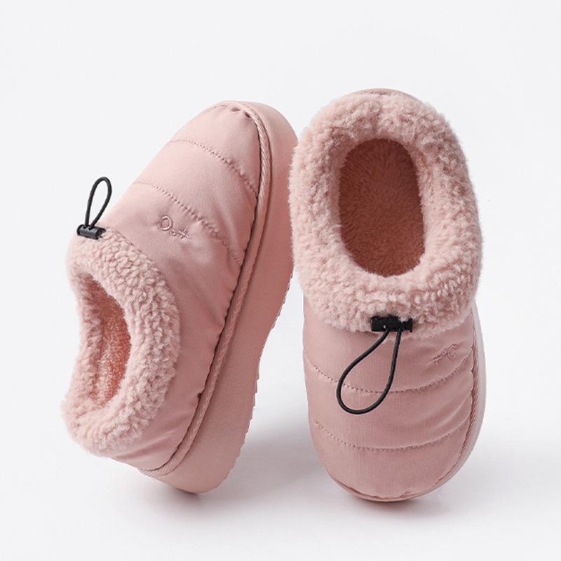 Fashion Crestar Women Fur Cotton Shoes Fashion Outdoor Waterproof Down Men Cotton Slippers Winter Indoor Warm Non-slip House Fluffy Shoe