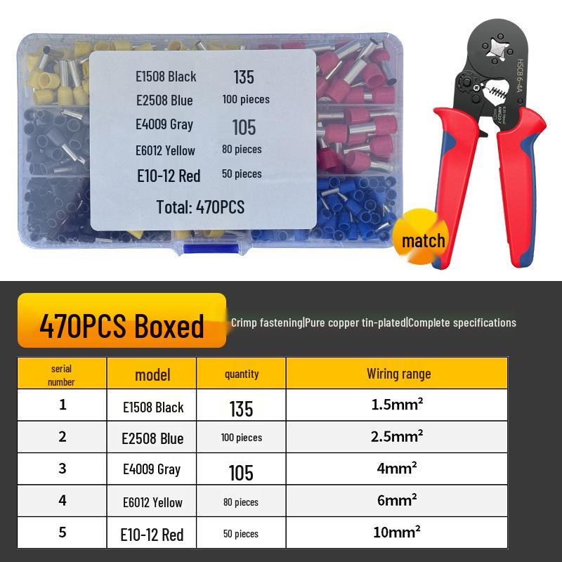 HSC8 6-4 Insulated Tubular Terminal Crimping Pliers Set