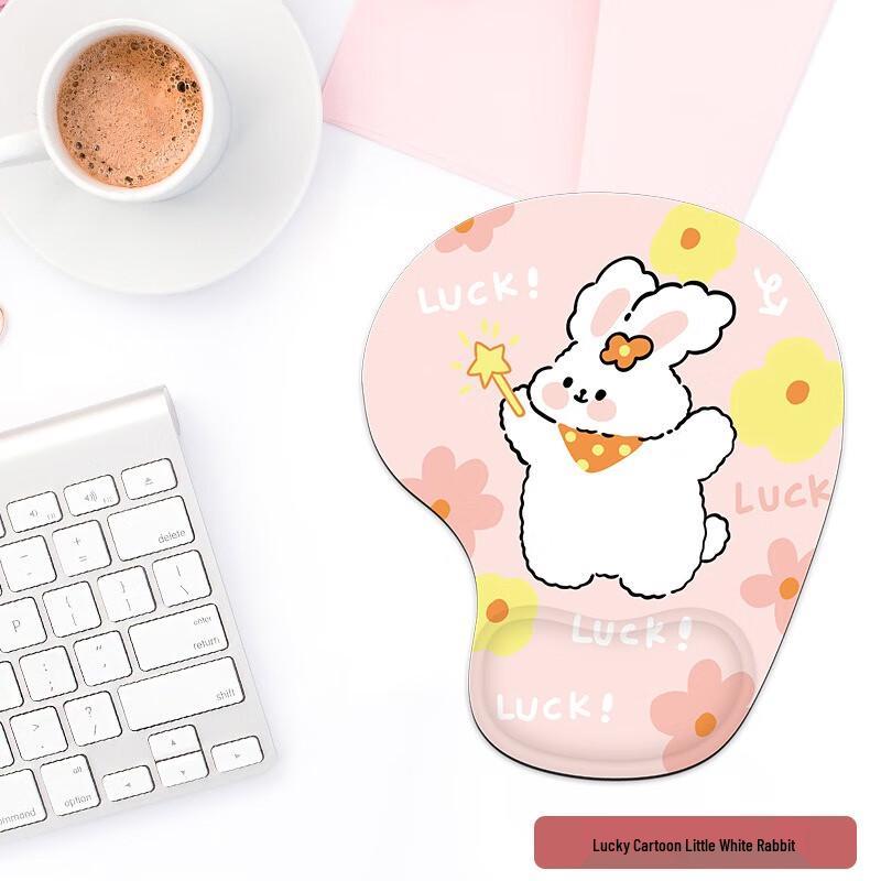 Fumede Lucky White Rabbit Wrist Rest Mouse Pad