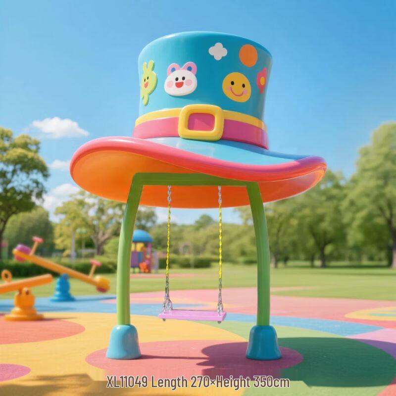 Outdoor Fiberglass Rainbow Cloud Swing Sculpture