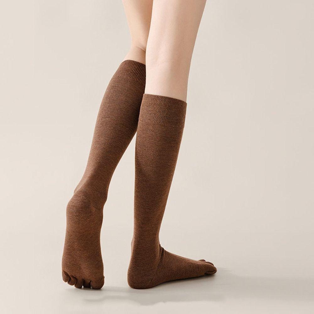 All Match Anti-slip Five Finger Long Socks Solid Color Hosiery Split Toe Socks Separate Toe Harajuku JK Calf Stockings Girls