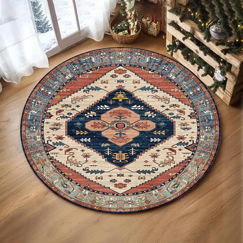 Trendiger Persischer Druck Runder Teppich Wohnzimmer Sofa Teppich Heimdeko Schlafzimmer Weicher Teppich Lounge Zimmer Couchtisch Yogamatte Stuhlmatten