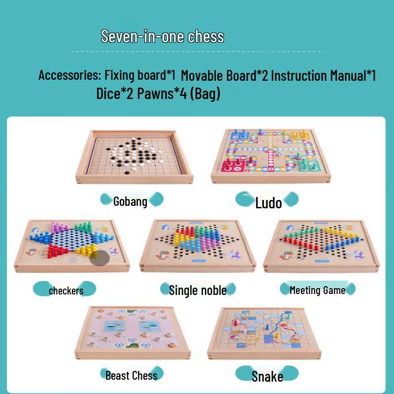 7-in-1 Wooden Multi-Game Board Set