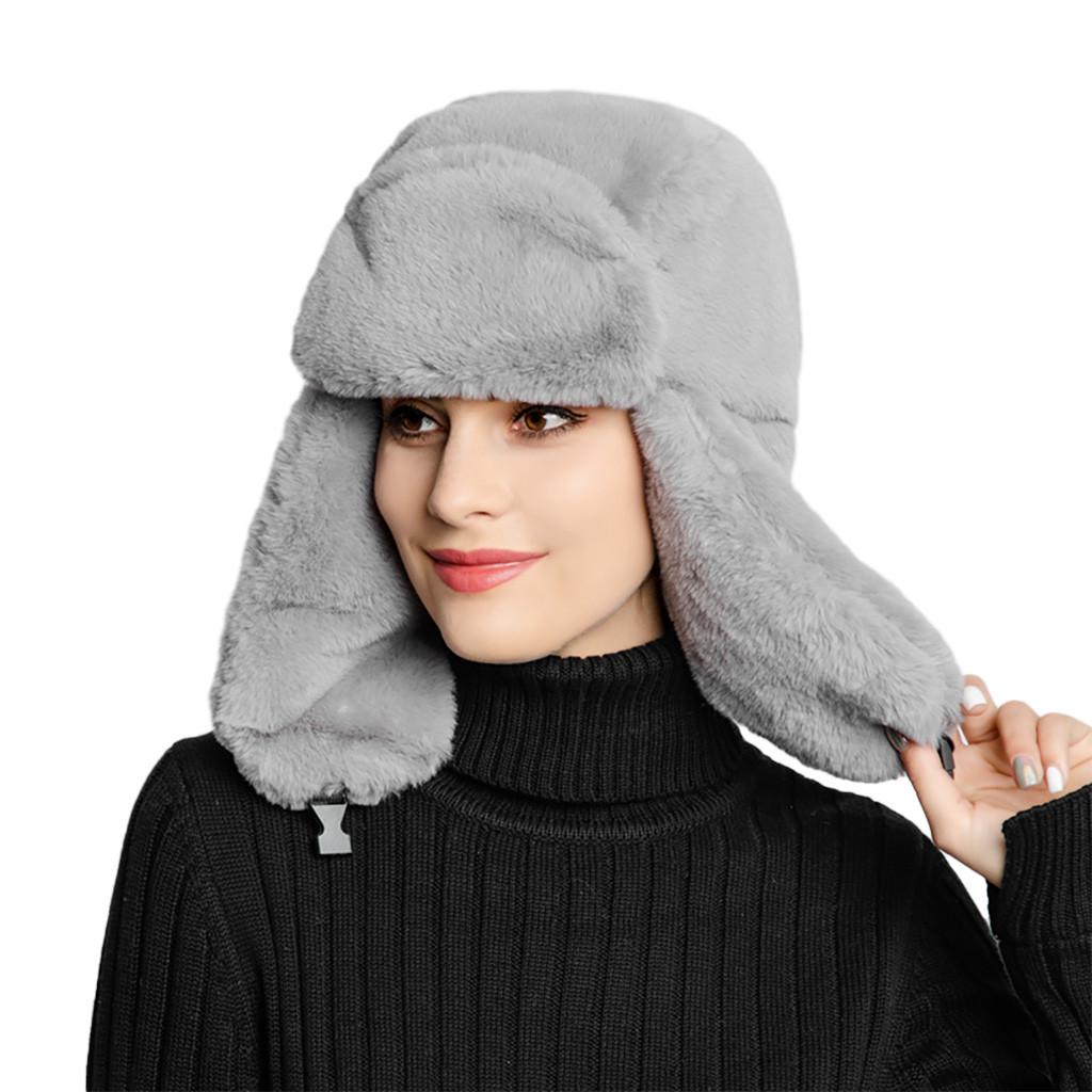 Chapeau d'hiver en peluche pour femme, faux chapeau épais, protège-oreilles, chapeau chaud en peluche