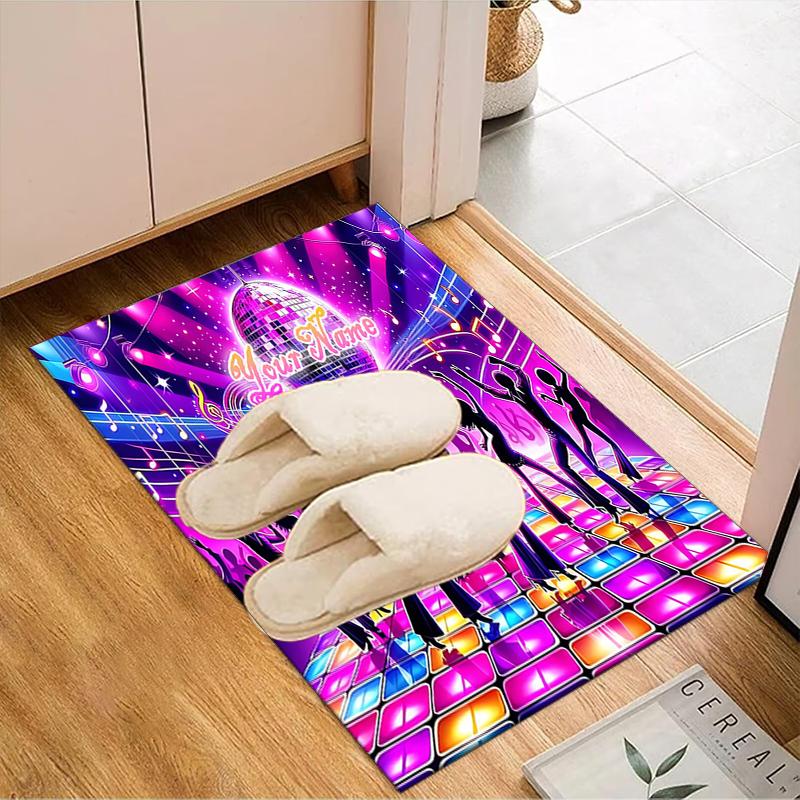 1PC Custom Name Disco Night Dance Party Theme Floor Mat Ideal for Living Room, Game Rooms, Office, Bedroom Floor Mat Design