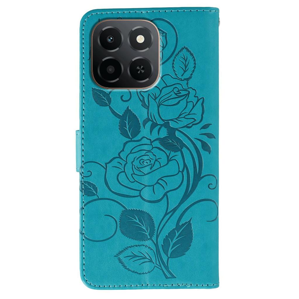 For Honor X6c 4G Case Wallet Stand Imprinted Rose Butterfly PU Leather Phone Cover