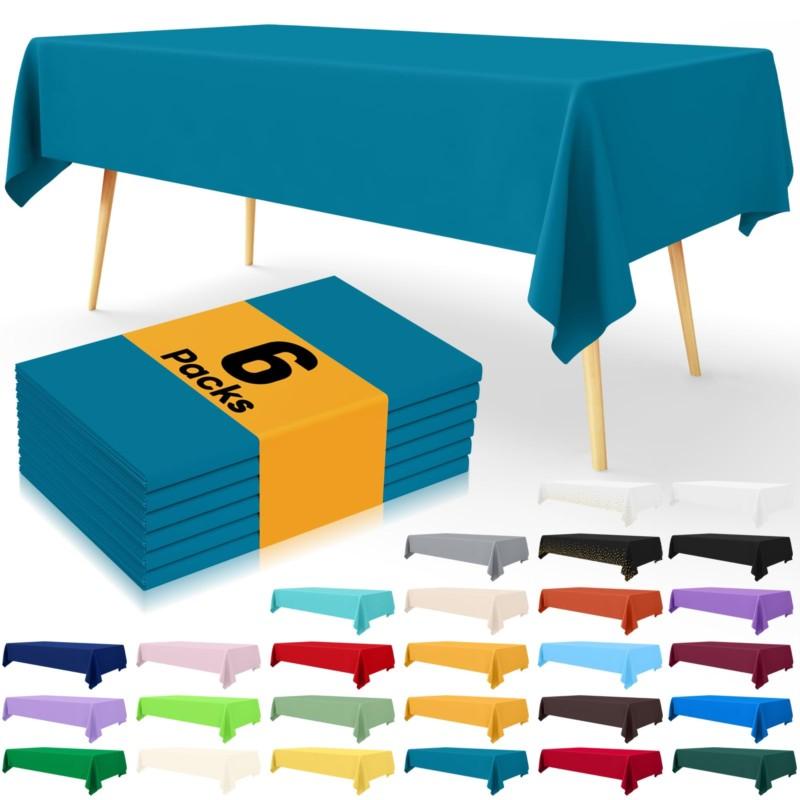 Homaxy Versatile Disposable Table Cloth  Plastic Waterproof Tablecloth Decorative Rectangle Table Covers of Party Camping Picnic