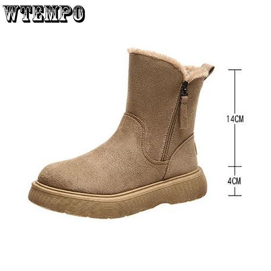 Große Schneestiefel für Damen, kurze Winterstiefel für Damen, dicke warme Baumwollstiefel