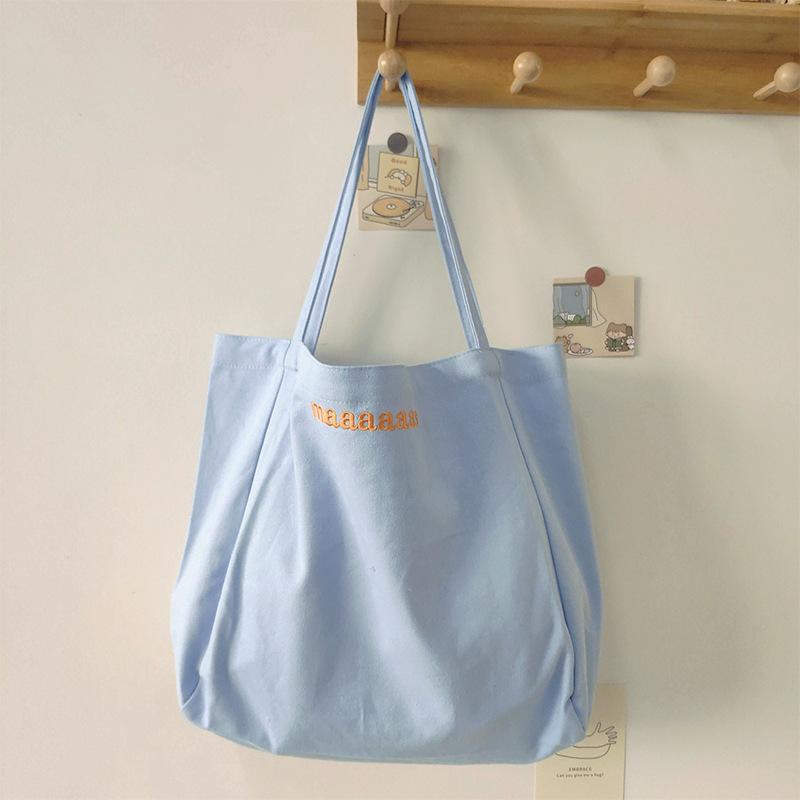 Maaas candy color alphabet shoulder hand-held canvas bag student class bag simple eco-friendly shopping bag