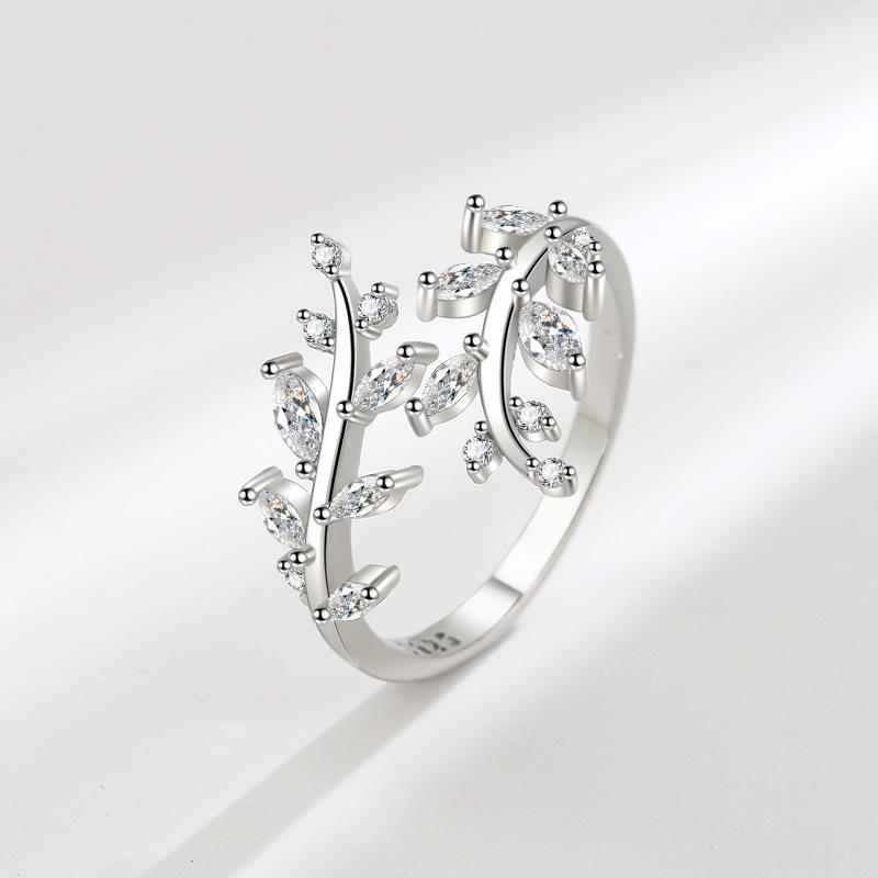 Copper Ring Classics Zircon For Women Luxury Shining Beautiful Ring Fashion Wedding Party Women Jewelry Branch