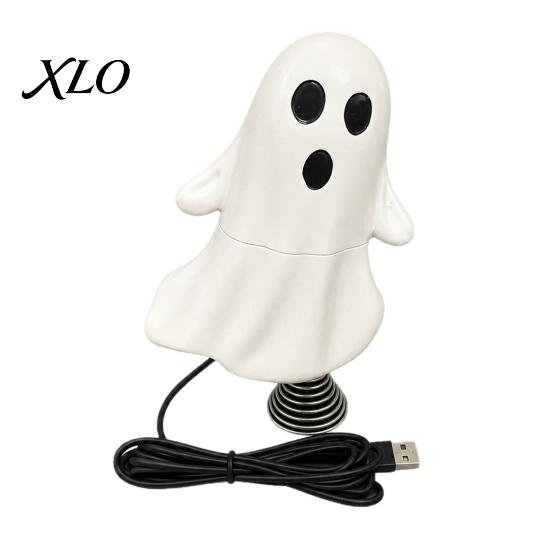 USB Powered Ghost Light Cute Night with Spring Base, Mini Spooky Halloween Christmas Tree Ornaments Topper LED for Party, Office Desk, Home Decor