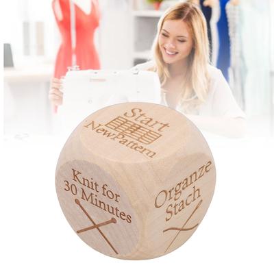 Knitting Dice Wooden Quilting Decision Dice with 6 Engraved Sewing Tasks Fun Quilting Motivation Tool for Knitters Crafters