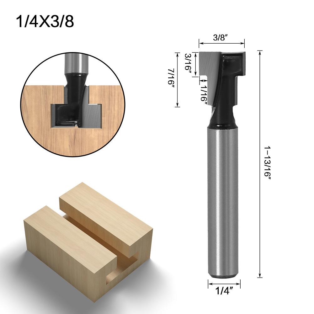 Woodworking Milling Cutter 1/4 Handle Keyhole Cutter, Wood Photo Frame Wall-Mounted T-Type Keyhole Cutter Three-Piece Set 5/16 3/8 1/2