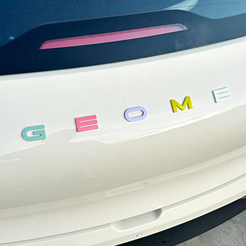 FOr Geely EX2 Cute Letter Stickers for Car Exterior Decoration and Modification Full Coverage for Front and Rear Car Emblems