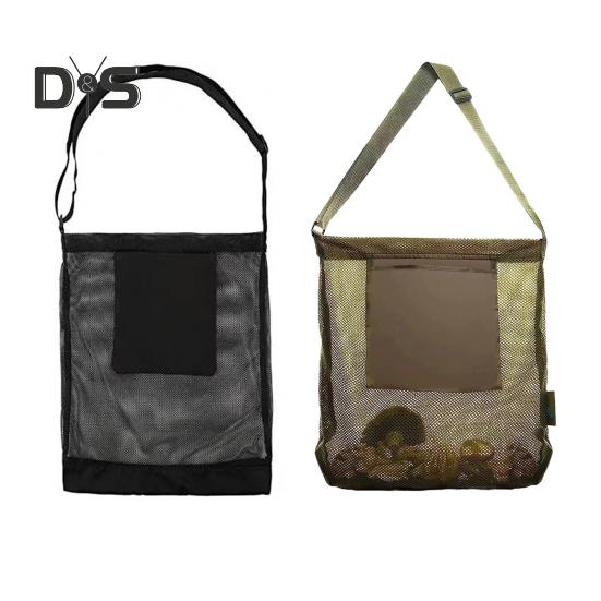 Mushroom Picking Net Bag Mesh Garden Fruit Harvest Basket Mushroom Hunting Crossbody Bag with Adjustable Strap for Outdoor Activities