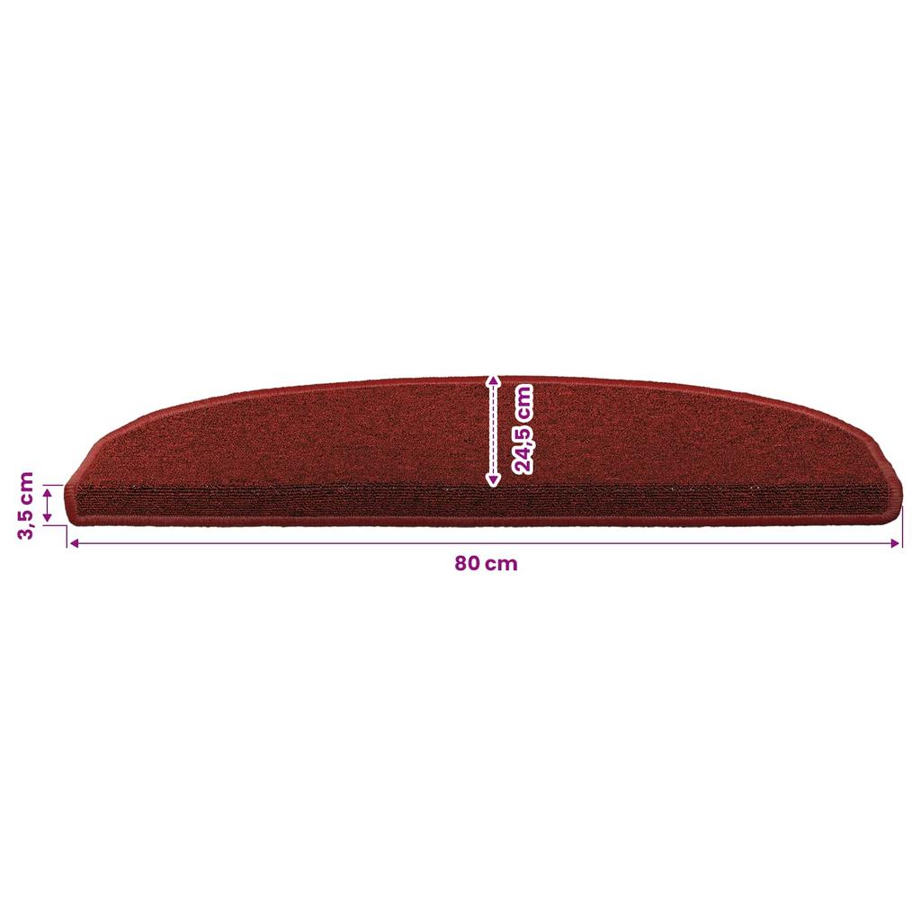 Self Adhesive Stair Protectors Semi Circular Shape 15 pcs Burgundy Red