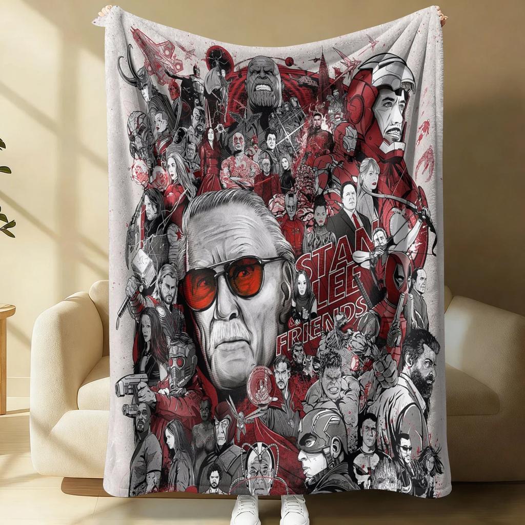 Iron Man Superhero Print Flannel Blanket Office Soft Thick Fluffy Lightweight Warm Throw Sofa Bed Cover Home Decor Kids Gift