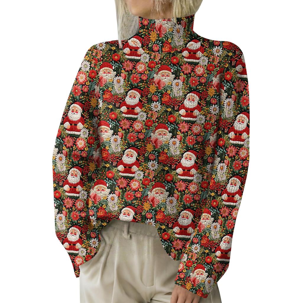 Christmas Sweatshirts For Women Knit Sweater Cute Shirt Fall Turtleneck Pullover Tops