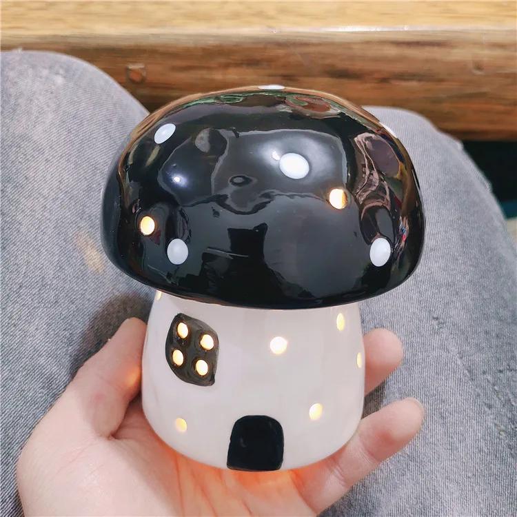 New Creative Mushroom Nightlight Bedroom Bedlight Mini Desktop Sunset Night Lamp Girl Heart Dream Ceramic Light Led Night Light