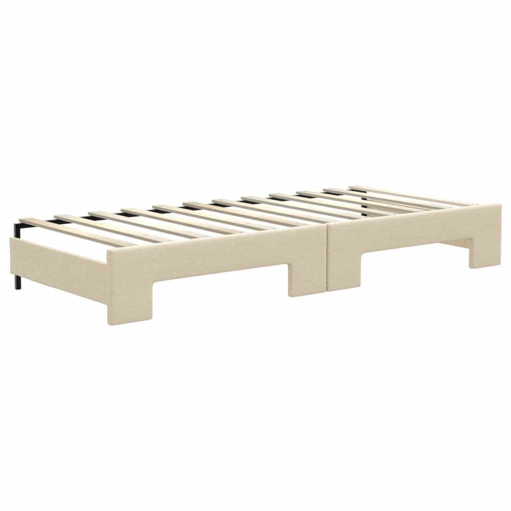Vidaxl Sofa Rozsuwana Z Materacami, Kremowa, 80X200 Cm, Tkanina