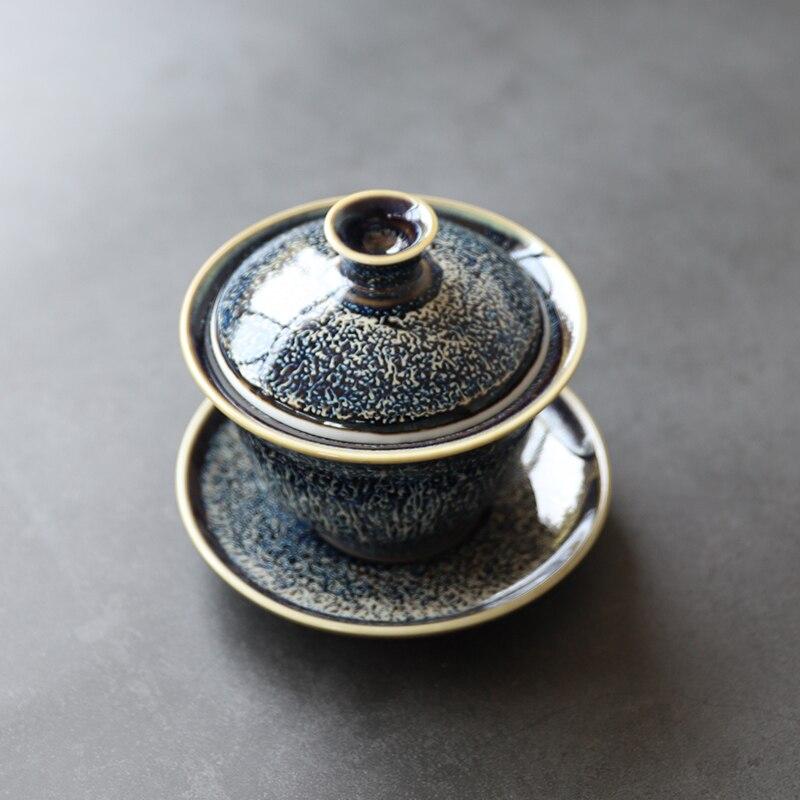 130ml Kiln Change Tianmu Glaze Covered Bowl Ceramic Tea Bowl