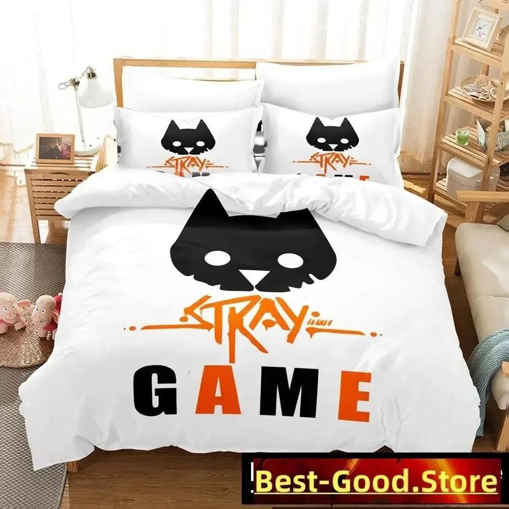 Fashion Stray Game Cat Momo Bedding Set Printed Bed Set With Pillowcase Bed Duvet Cover Soft Single Double Queen Super King Size